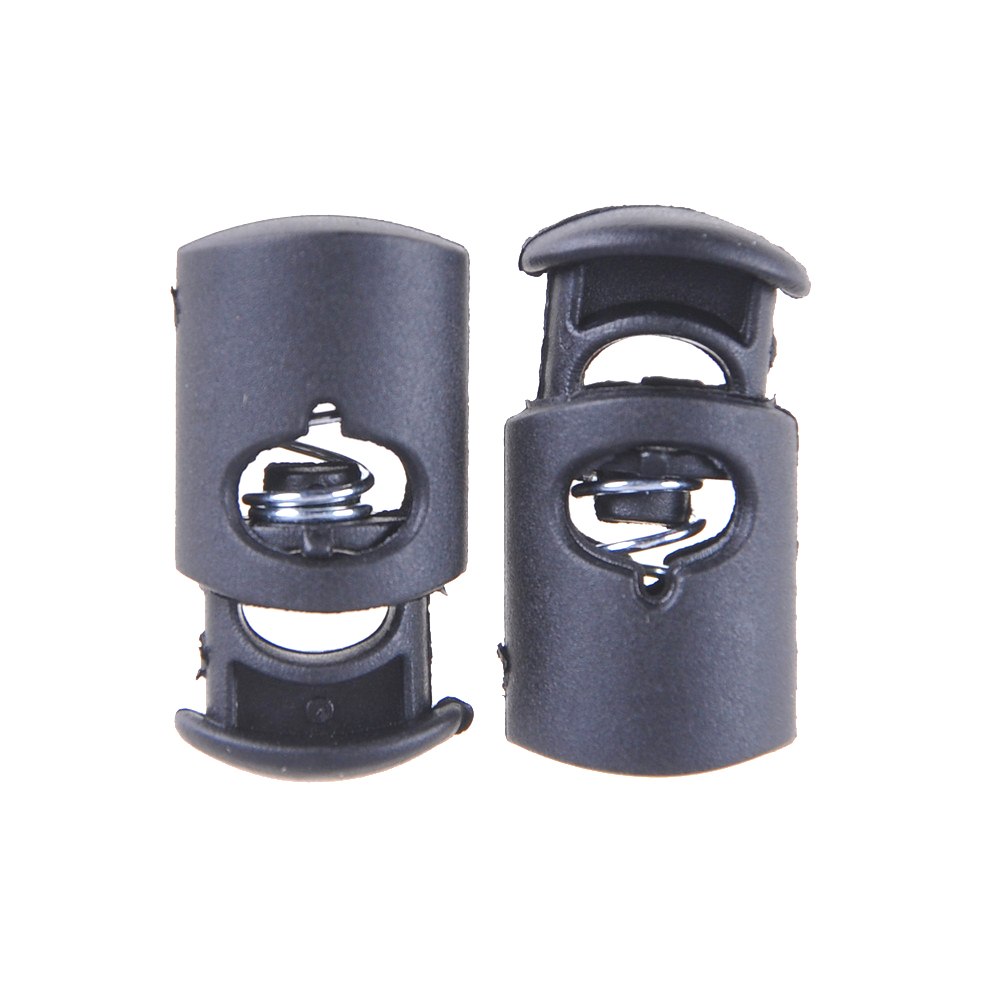 10 Stuks Plastic Toggle Lente Sluiting Stop Trekkoord Touw Koord Slot Voor Lanyard Bagage Kleding Rugzak Tent Singel Gat Zwart