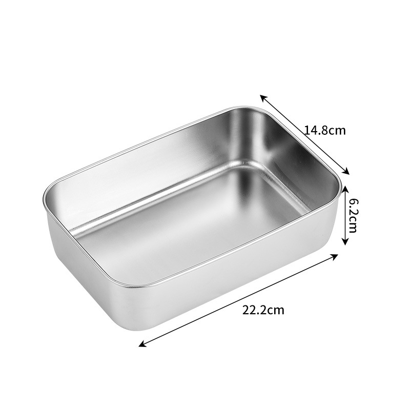 Stainless Steel Flat Bottom Storage Tray with Lid Square Food Plate Cake Bread Pastry Baking Pan Dish Bakeware Kitchen Tools: Pink