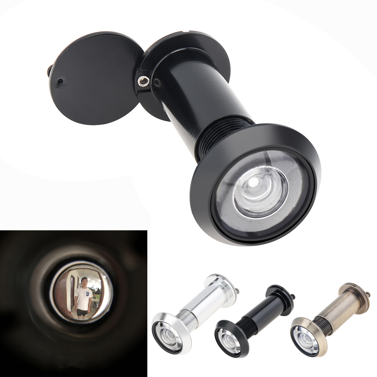 16Mm 200 Graden Deurkijker Hd Glazen Lens Groothoek Veiligheidsdeur Kijkgaatje Met Boor Set Voor Deuren 1.57-2.56Inch Dikte