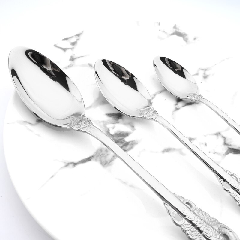 Silver Flatwar Fork Knife Spoon Set Cutlery Tableware 1pc Dinning Table Steel Kitchen Complete Dinner Set for