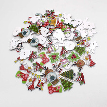 20 of 50 stks/partij gemengde Kerst stijl knoppen kleurrijke houten knoppen voor craft Supplies scrapbooking naaien accessoires