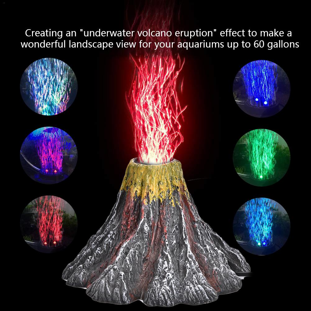 Vulkan bilden Aquarium Aquarium Dekor rot und RGB Vulkan Licht Unterwasser Scheinwerfer Fisch Panzer Spielzeug Aquarium Ornament Dekoration