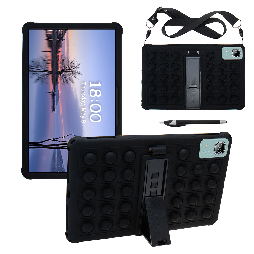 Para Teclast T60 Plus T60AI funda para tableta de 12 pulgadas funda con soporte Ajustable funda de silicona suave con burbujas: ELEVEN / Morado