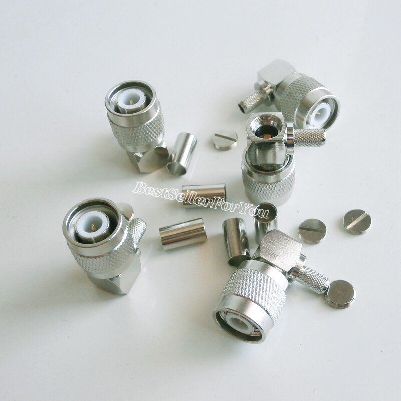 5x TNC Male Plug 90 Degree RA Crimp LMR240 RG-8X RG8X RG59 Cable Right Angle Connector