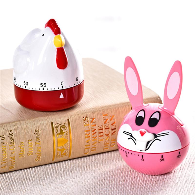 Mechanical Cartoon Timer Kitchen Cooking Counter Manual Time Reminder Home Kitchen Tool (Pink)