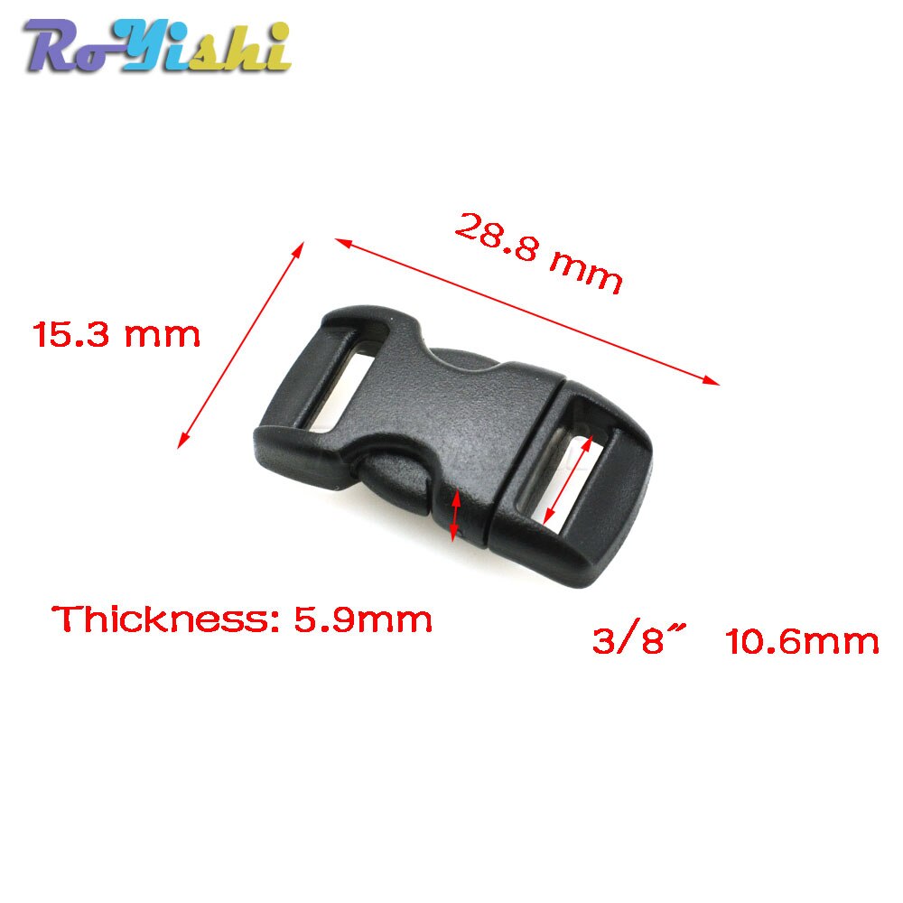 Bracelet paracorde, incurvé, harnais pour chien, boucle en plastique, sangles pour sac à dos noir: 50pcs / Webbing Size 10mm