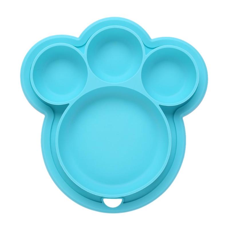 Plato de silicona para bebé con forma de pata de oso de dibujos animados, platos de cena para niños, vajilla de entrenamiento con ventosa para niños, cuencos de alimentación para niños: B