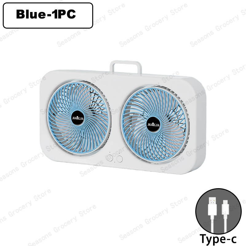 Hangende bureauventilator met dubbele kop USB oplaadbare draagbare stille koelventilator 3 snelheden verstelbaar voor kantoor thuis slaapzaalventilator: Khaki