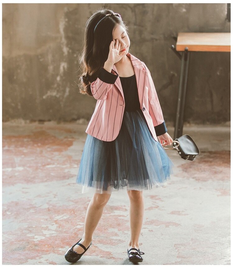 Nueva Ola ropa para niños niñas Bebé Ropa de primavera y otoño niñas traje pequeño falda de malla de color sólido dos- traje de pieza