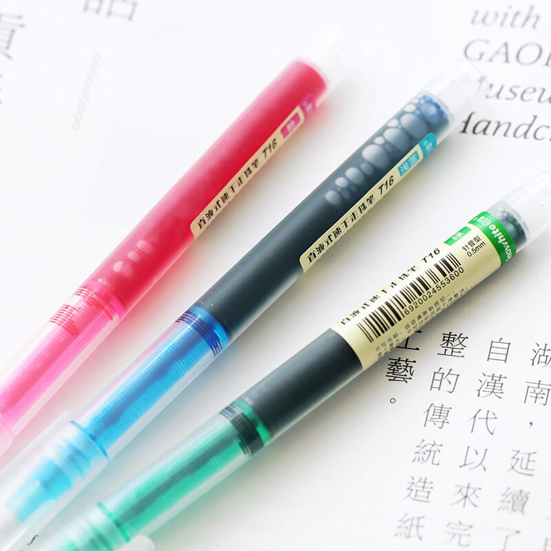 7 pcs/lot Colourful Straight Liquid Gel Pen Artistic Font Neuter Art Marker Pens School Office Stationery Supplies