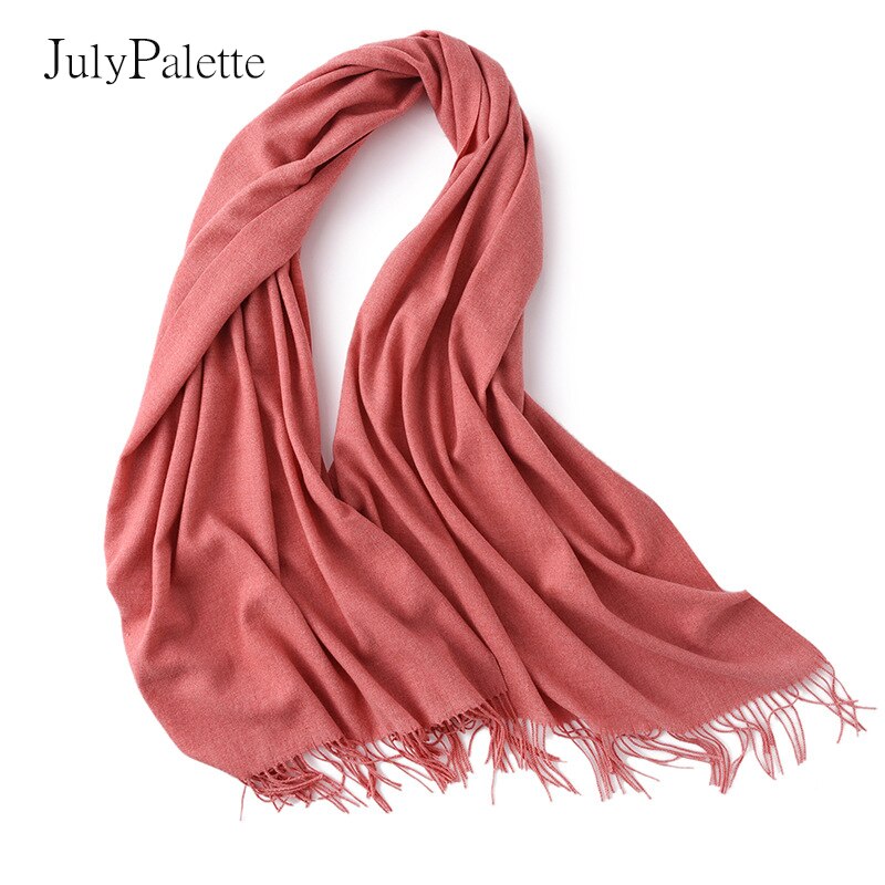 JulyPalette Solid Color Cashmere Scarf For Women Autumn Tassel Lady Long Shawls Pashmina Scarf Winter Warm Thicken Wool Scarves