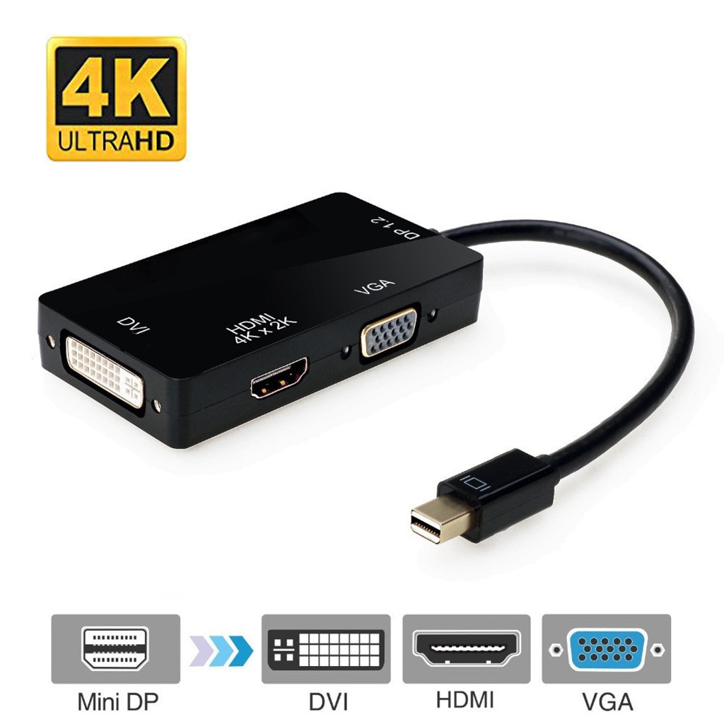 Ouhaobin Mini Displayport Displayport naar HDMI/VGA Adapter Kabel Smart Conversie Chip Ondersteuning 4K Converter Adapter