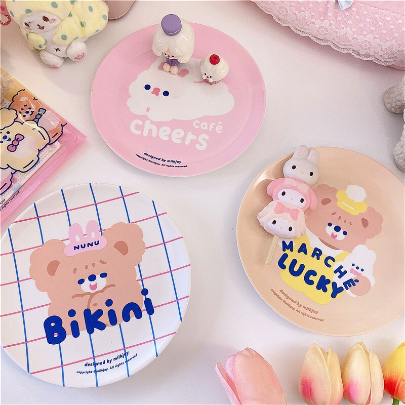 Cartoon Cute Dish Bear Rabbit Plate Bowl Cake Display Dish Small Dish Snacks/Nuts/Desserts Plate