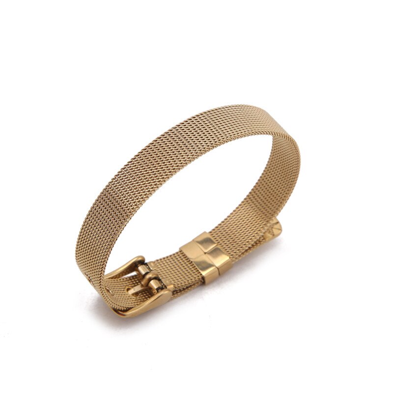 Somsoar smykker mesh stianless steel armbånd mesh sølvfarvede/guld/rosaguld armring pasform gør-det-selv skyde charms: Guld