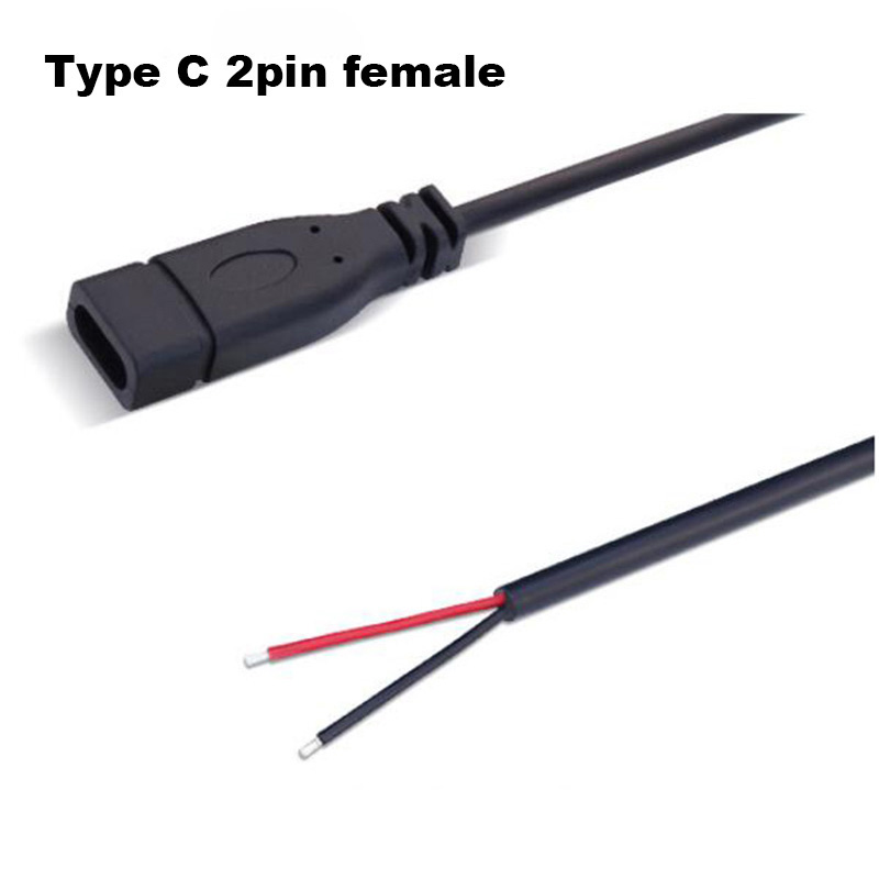Micro USB hembra Jack 4 pines 2 pines macho hembra fuente de alimentación línea de datos Cable de carga conector de cable de extensión Q1: Plata / 2 m