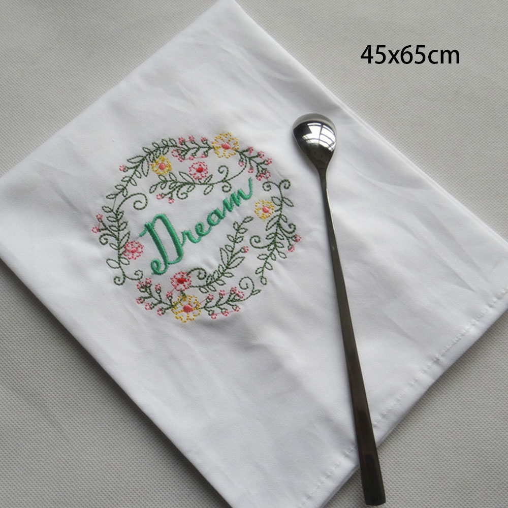 Eenvoud Stijl Puur Katoen Brief Bloemen Geborduurde Diner Servetten Placemat Voor Wedding Party 45x65cm: 01