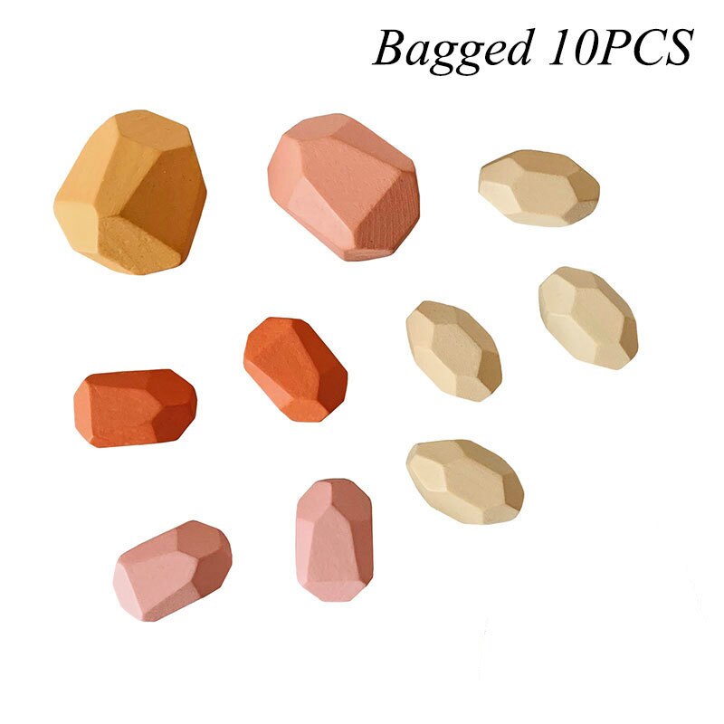 Creatieve Houten Jenga Bouwsteen Gekleurde Steen Educatief Speelgoed Koude Toon Nordic Stijl Stapelen Spel Kinderen Houten Speelgoed: A-Bagged 10pcs