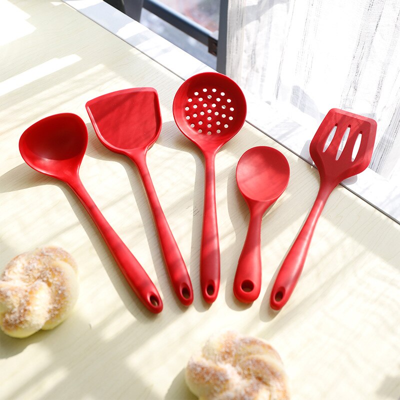 Silicone Kitchen Utensils Colander Spatula Non-stick Soup Spoon Cooking Tools Spatula Kitchenware Cooking Shovel Tableware