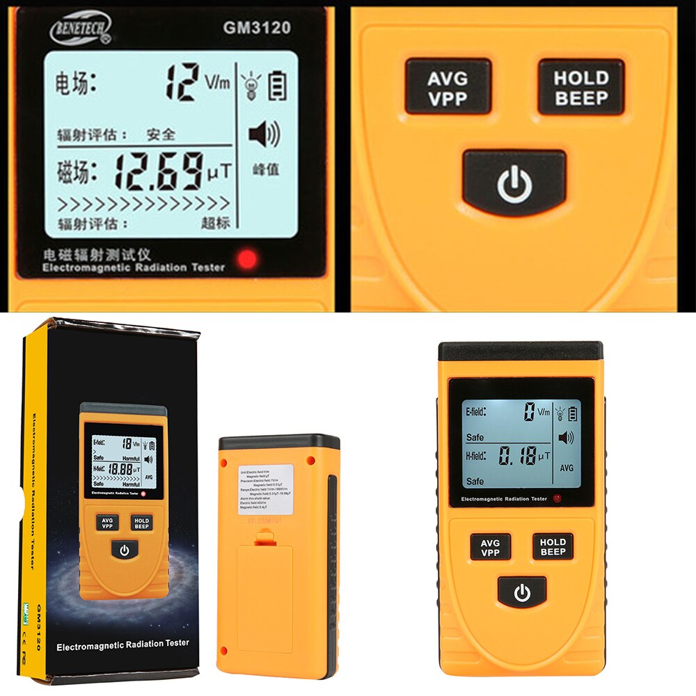 Electromagnetic Field Radiation Detector Tester Emf Meter Rechargeable Handheld Portable Counter Emission Dosimeter Detector