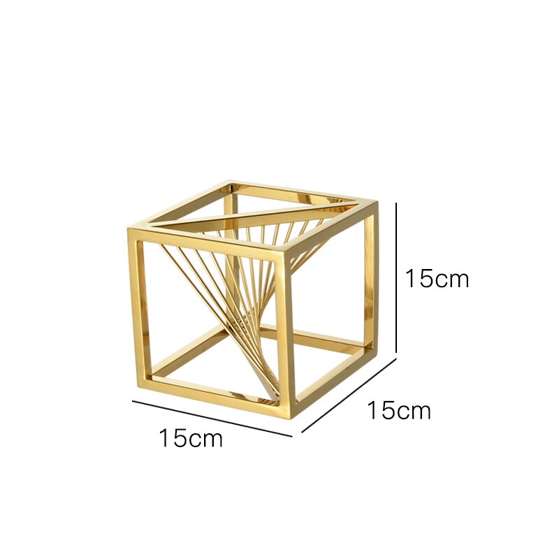 Firkantet metall bryllupsstativ skinnende gullbelegg geometrisk boks bakteppe stativ vei bly metall jern blomsterstativ kakestativ: 15cm
