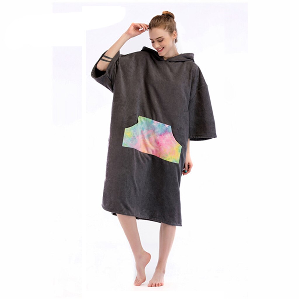Albornoz de microfibra absorbente para Surf, ropa de playa y piscina de secado rápido, Poncho con capucha, albornoz, toallas de baño para hombres y mujeres