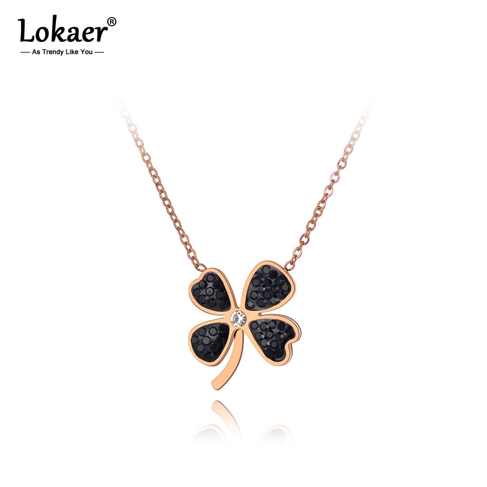 Lokaer Böhmen Edelstahl CZ Kristall Blume Halsband Halskette Schmuck modisch Pflanzen Charme Anhänger Halskette Für Frauen N20027