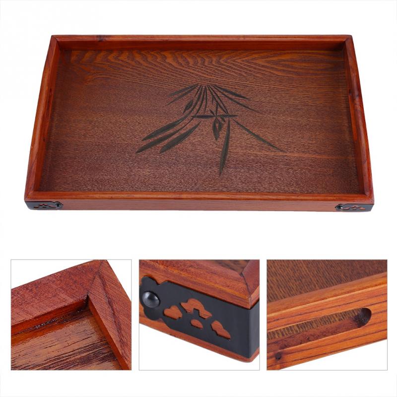 Large Wood Serving Tea Water Drinks Tray Wooden Breakfast Tea Tray With Handle Serving Tray Tea Ceremony Tools 36 x 23 x 3.5cm