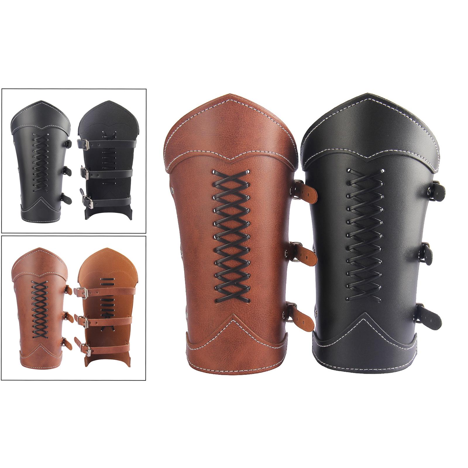 PU Leather Gauntlet Wristband Medieval Costume Bracers Wrist Guard Cosplay