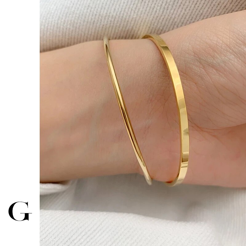 Ghidbk lækker enkel tynd almindelig armbånd armbånd minimalistisk geometrisk firkantet rundt armbånd gade stil armbånd kvinder smykker