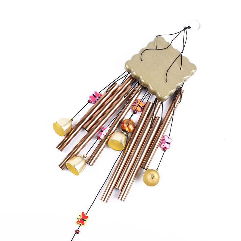 1PC Metal Eight Tubes 4 Bells Wooden Wind Chimes Home Garden Crafts Ornaments Window garden decoration Pendants