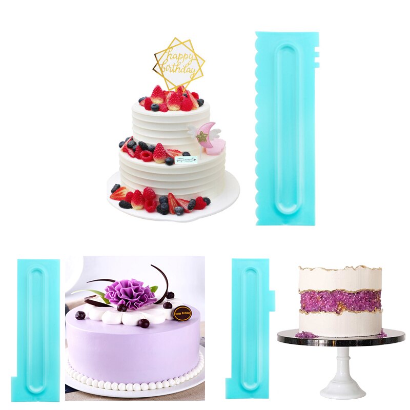 3 Stks/set Cake Decorating Kam Icing Fondant Spatels Soepeler Plastic Cake Schraper Gebak Texturen Keuken Bakken Tools