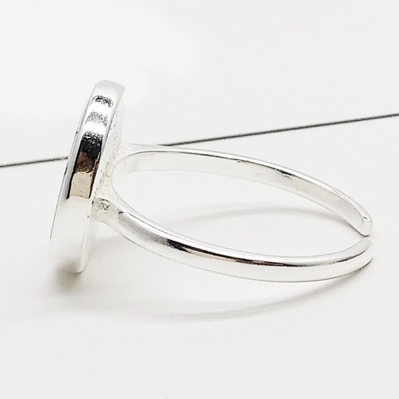 1PC Round Circle Black Open Valentines Ring White Unique Adjustable Exquisite Marbled Stone
