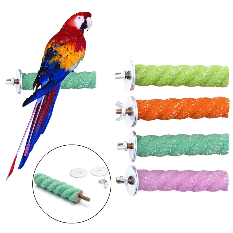 1Pc Bird Cage Colorful Pet Bird Cage Perch Stand Platform 2x8cm Paw Grinding Parrot Parakeet C42