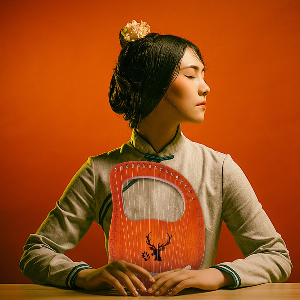 16 Strings Harp Mahogany Lyre Harp Ancient Style Lyre Harp Instrument