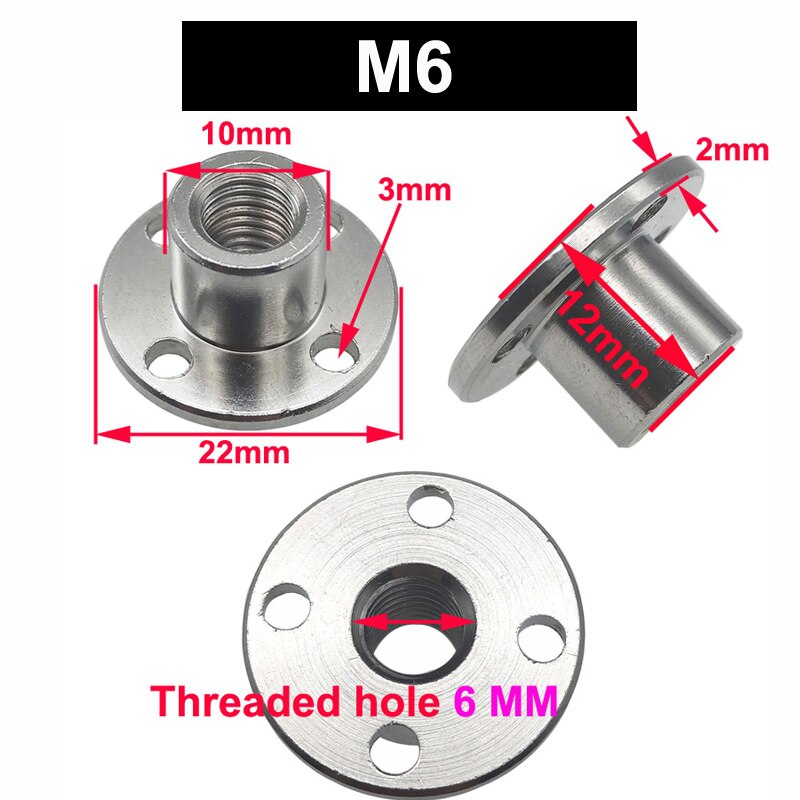 Écrou de couplage à bride M6 M8, diamètre intérieur de 6MM ou 8MM, adapté à l&#39;arbre fileté du moteur
