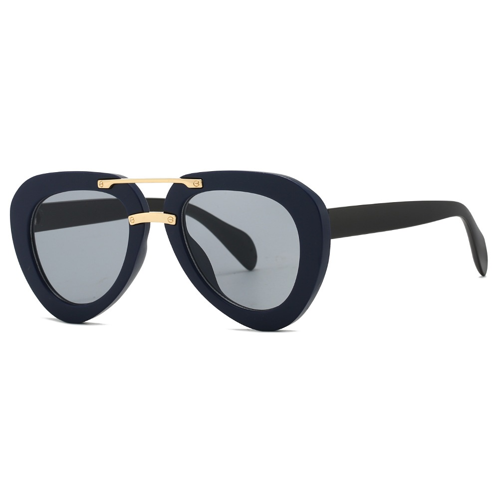 Nueva tendencia gafas de sol mujeres hombres de piloto Retro Casual negro Unisex viaje Vintage gafas de sol para mujer UV400: Azul