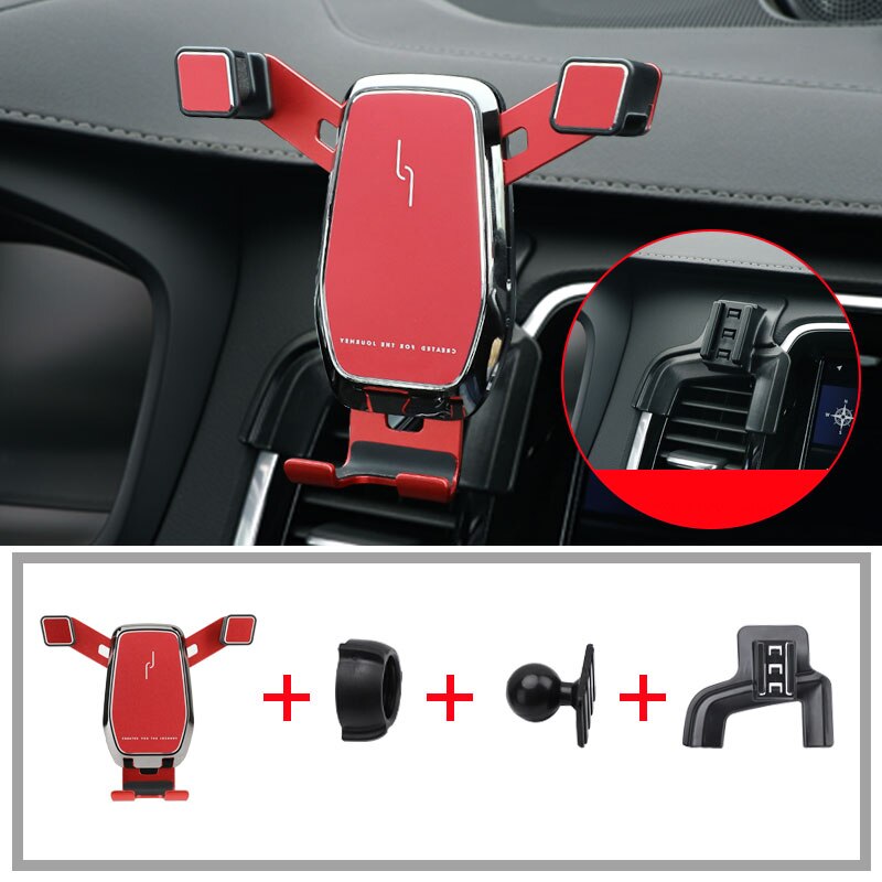 Auto Telefoon Houder Voor Volvo Xc90 Accessoires Interieur Air Vent Mobiele Telefoon Stand Navigatie Beugel: red