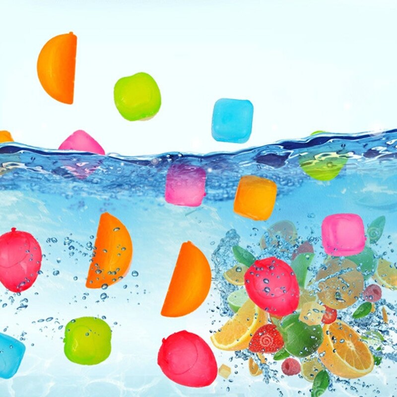 6Pcs/Sett Fruit and Square Shaped Ice Cubes LDPE Food-grade Plastic Fruit Shaped Reusable Polychrome Plastic Party Wine Cooler