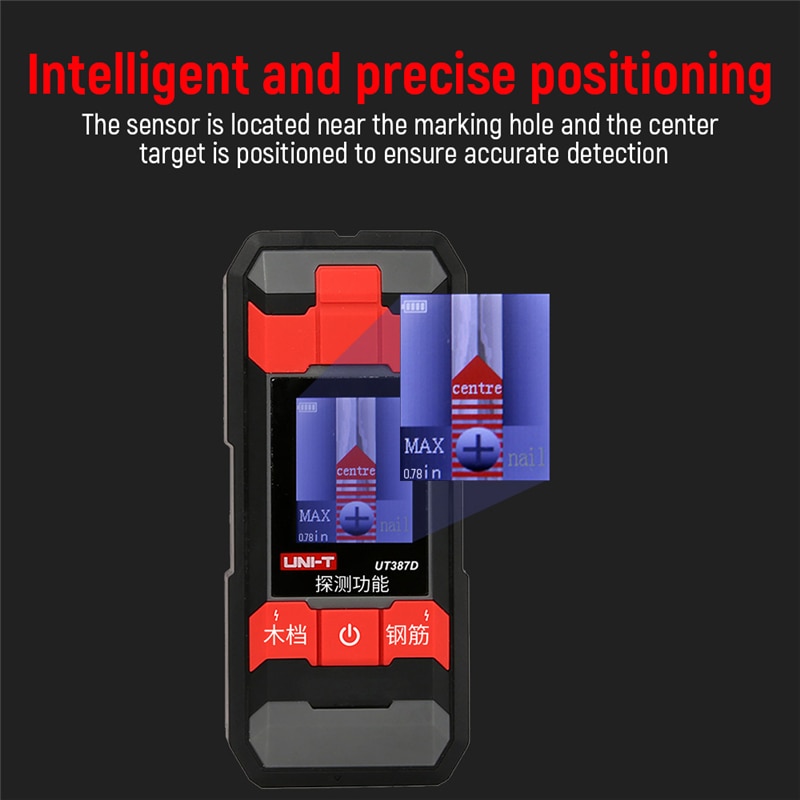 UNI-T UT387D Wall Scanner; Steel Bar/Copper Pipe/Cable/Metal Wood Detector Cable Detection in Ceilings and Floors Voice Playback
