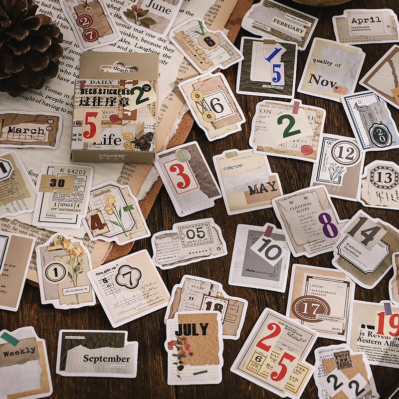 46 Pcs Vintage Stickers Antique Retro Natural Collection Stickers Scrapbook Diy Stickers Diary Journal Embellishment Supplies