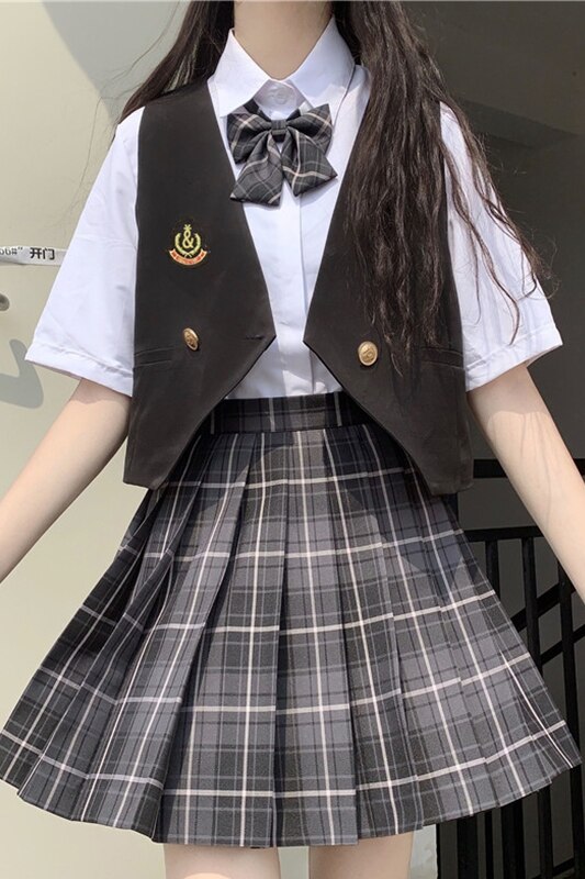 Japanese-Style College Style JK Uniform Waistcoat Loose-Fit Vest Sleeveless school girl uniform high school uniform