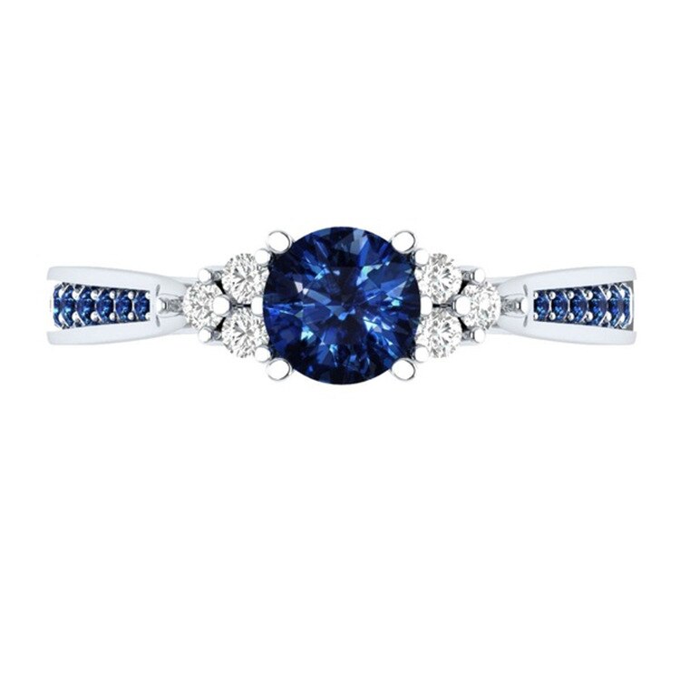 925 Sterling Zilveren Kleur Vrouwen Ingelegd Sapphire Zirkoon Ring Zilver Engagement Sieraden Anillos De Matrimo Sapphire Bizuteria