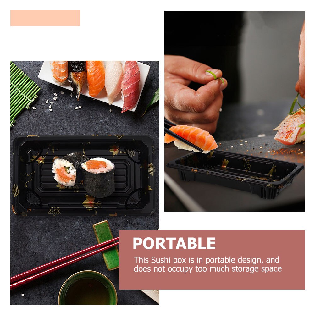 25pcs Sushi Take Out Container Disposable Sushi Trays Food Container Box