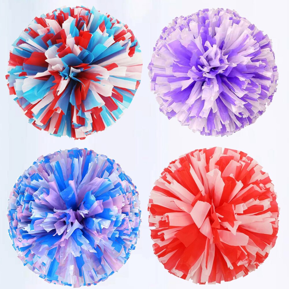 4pcs Reusable Matte Cheering Poms Spirited Fun Cheerleading Pom Poms Kit Colorful Cheer Props with Ring for Performance Competit