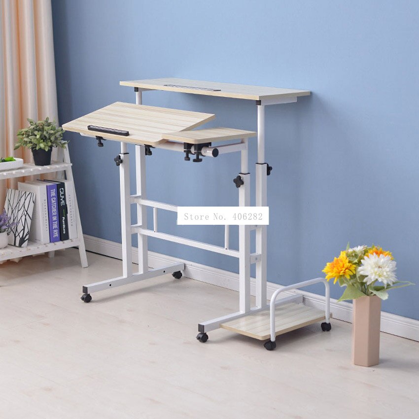 Modern Sit/Stand Computer Desk With Keyboard Tray Height Adjustable Simple Standing Laptop Desk Notebook/Monitor Holder Stand
