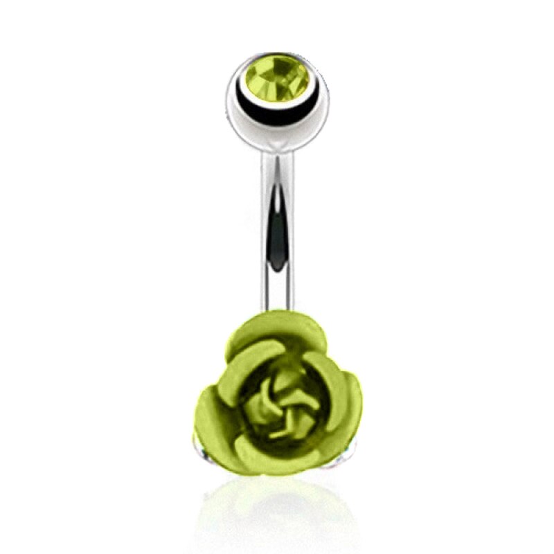 Stainless Steel Flower Rose Piercing Belly Button Ring Barbell Body Jewelry Women Dancing Body Chains Plug M8694: 3