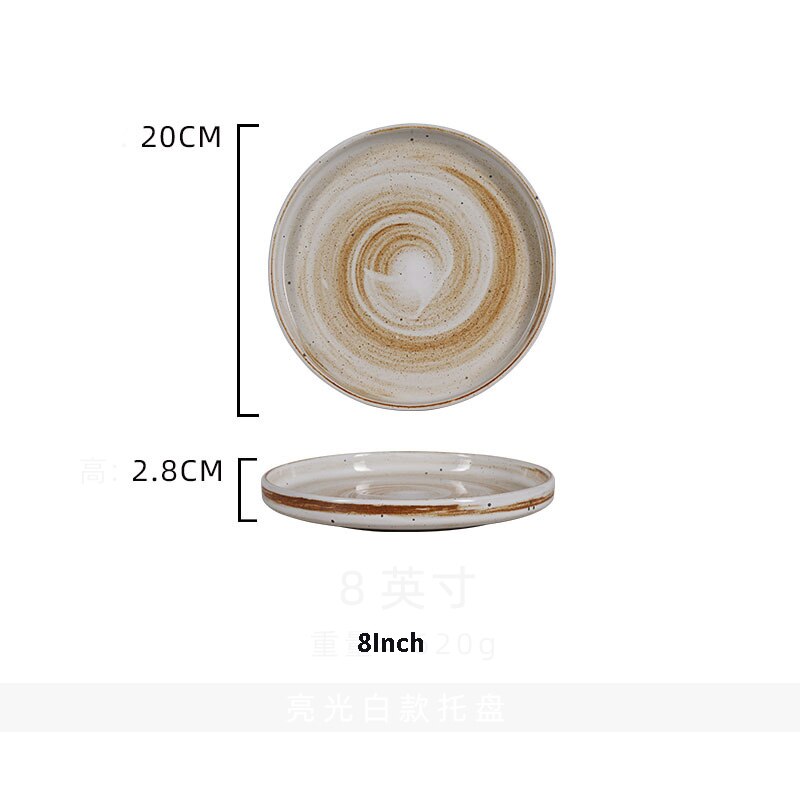 Platos de cerámica PARA CENA, bandeja de comida occidental para carne, plato plano grueso de borde recto para ensalada, Pasta, vajilla de cocina: 8Inch Flat Tray4