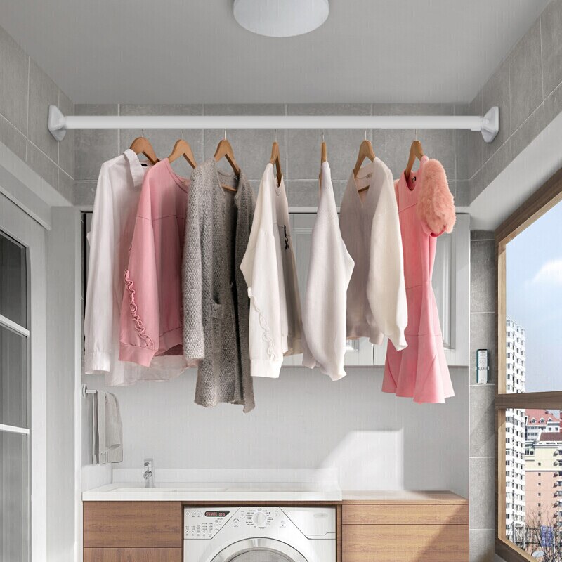 Spring Telescopic Net Voile Tension Curtain Curtain Rail Loaded Pole Rod Bathroom Hanging Shower Curtain Rod Adjustable Telescop