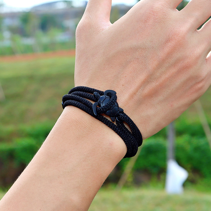 Noter novel skildpadde armbånd til mænd håndlavet flerlags justerbar snor kæde armbånd strand surfer smykker wrap braslet pulseira