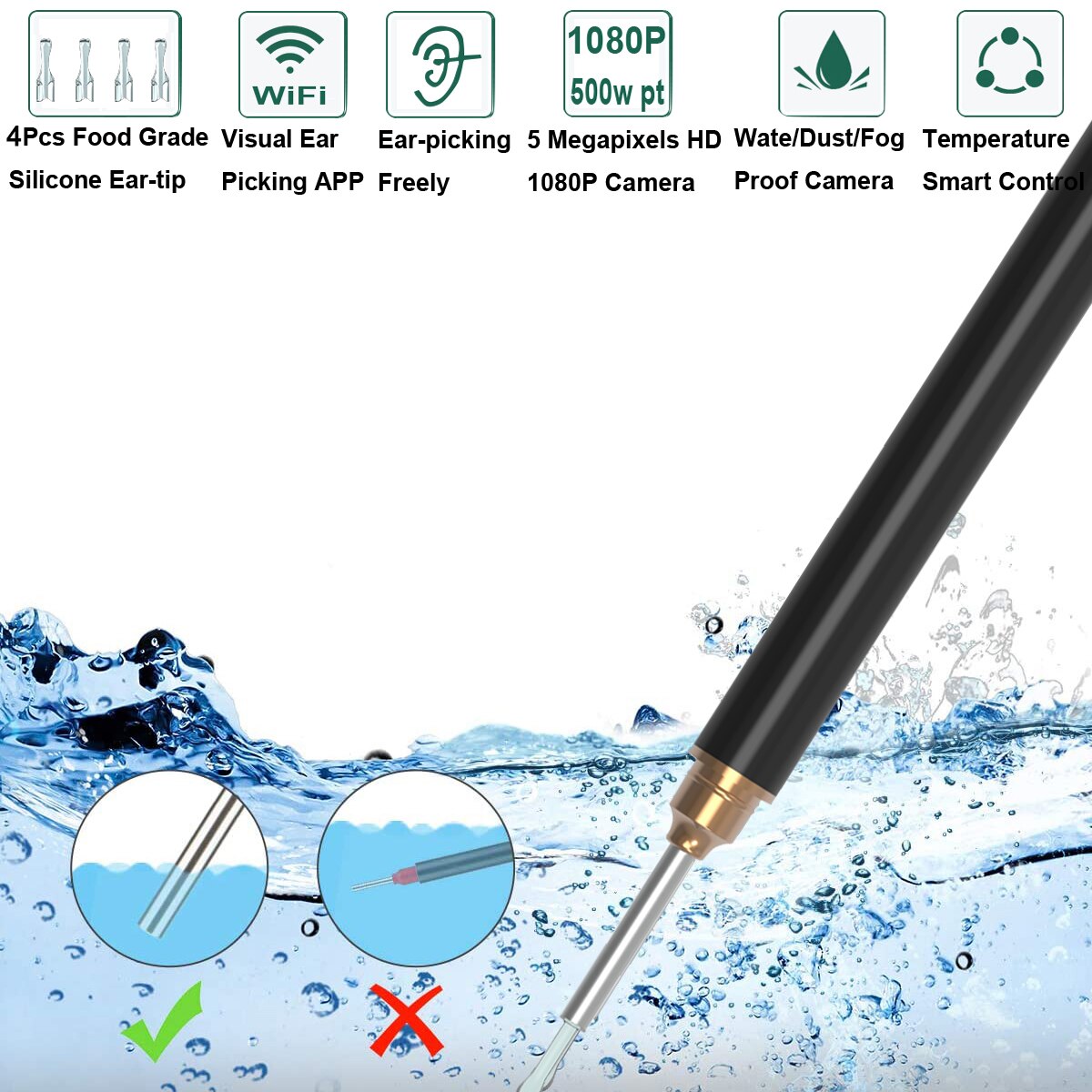Wifi Earwax Remover Smart Visual Earpick Pen Wireless APP For IOS/Android Oral/ear Multifunction Examination Endoscope Camera